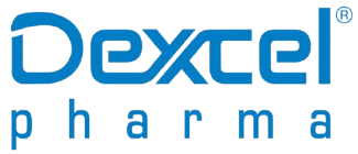 הלוגו של Dexcel Pharma כולל את שם החברה בטקסט כחול מסוגנן על רקע בהיר.