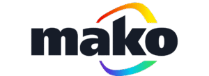 המילה "mako" באותיות שחורות מודגשות עם קו קשת מעוגל המקיף חלקית את הטקסט.